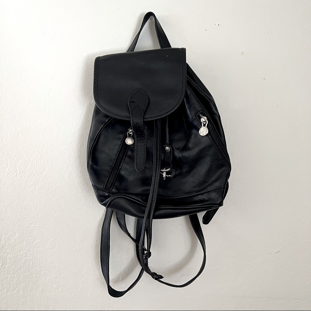 Small authentic Italian leather backpack